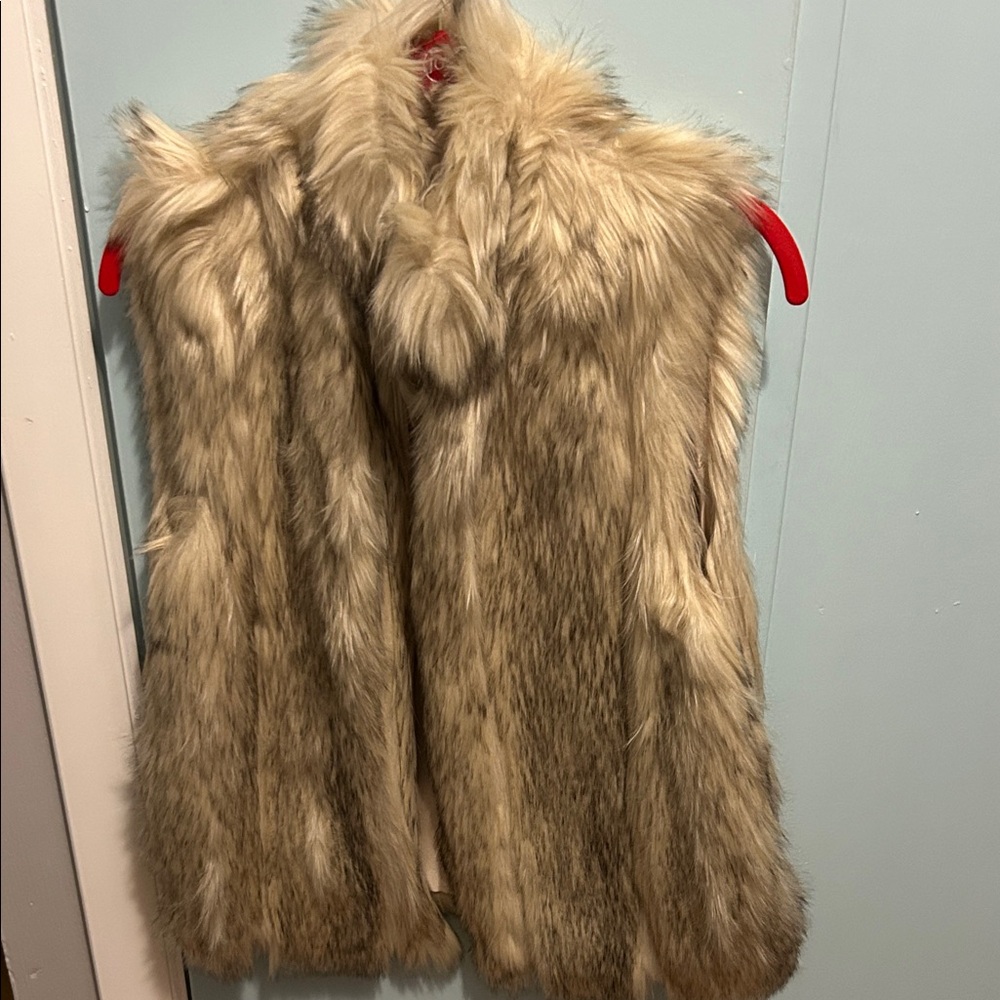 Topshop Cream Faux Fur Vest